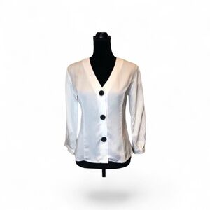 Frank & Oak NWT minimalist neutral casual white button front blouse size small